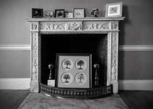 Detail of marble mantel in the parlor, 1800-05